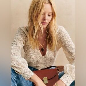 Sézane Gaya blouse, 36, ecru